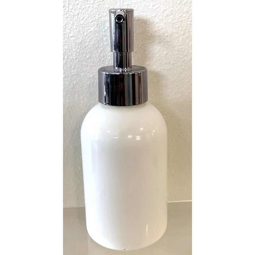 Reusable Liquid Dispenser Ceramic Jar w/Stainless Steel Pump Lotion Oils 6 Fl Oz